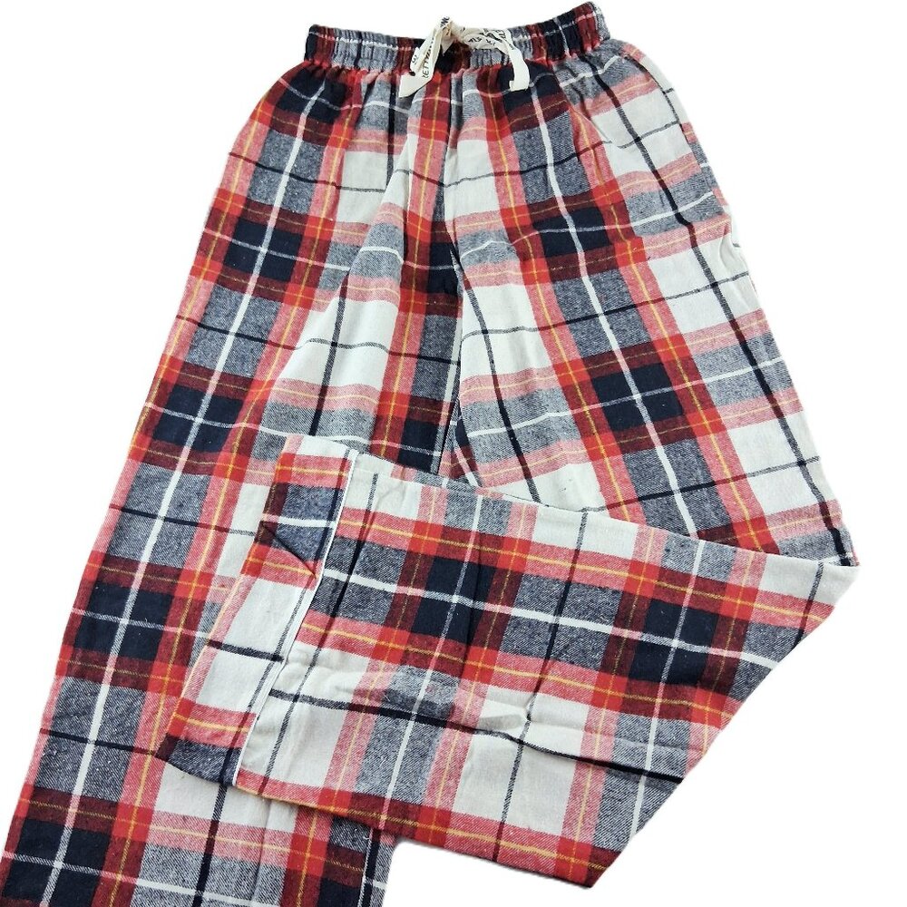 PrettyLittleThing Flannel Pajama PJ Pant Women's Size Small Navy Red Cream Plaid